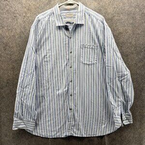 Tommy Bahama Jeans Shirt Mens 2XL Blue Stripe Long Sleeve Button Front Casual